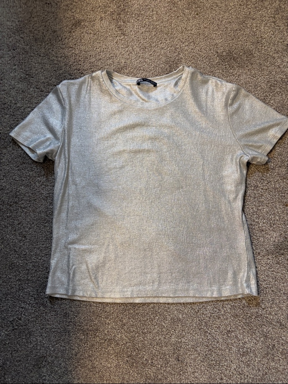 Zara Silver cropped T-shirt very good condition